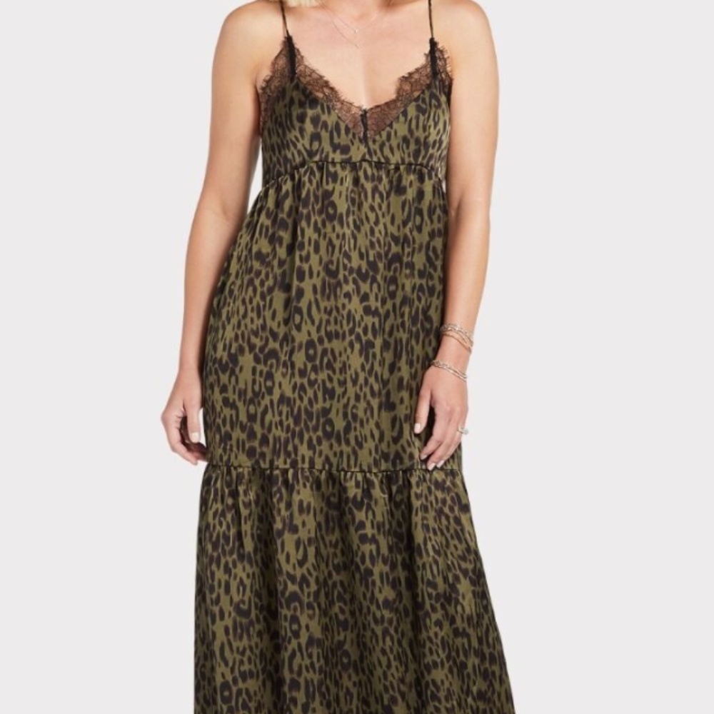 Lovestitch Green Leopard Print Maxi Dress